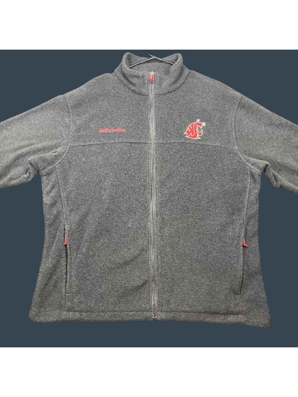 Columbia Mens Washington State Cougars Full-Zip Fleece Jacket Gray Size Size XL